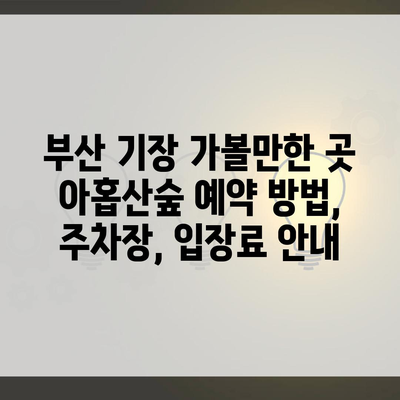 부산 기장 가볼만한 곳 아홉산숲 예약 방법, 주차장, 입장료 안내