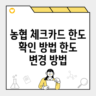 농협 체크카드 한도 확인 방법 한도 변경 방법