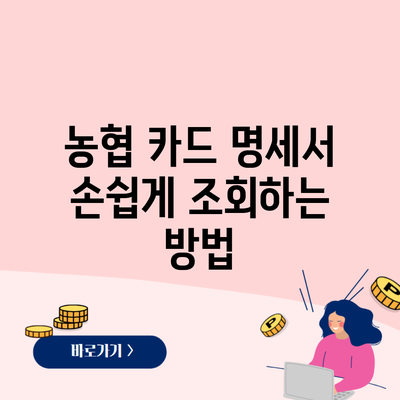 농협 카드 명세서 손쉽게 조회하는 방법