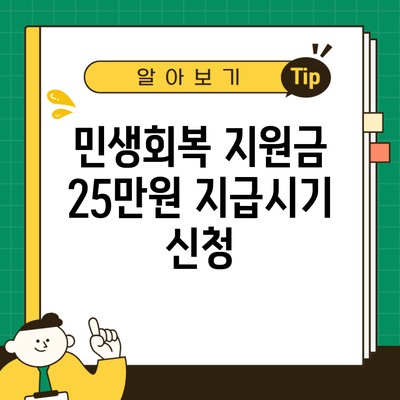 민생회복 지원금 25만원 지급시기 신청