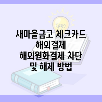 새마을금고 체크카드 해외결제 해외원화결제 차단 및 해제 방법