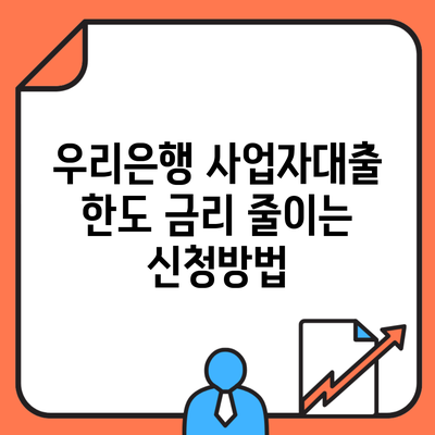 우리은행 사업자대출 한도 금리 줄이는 신청방법