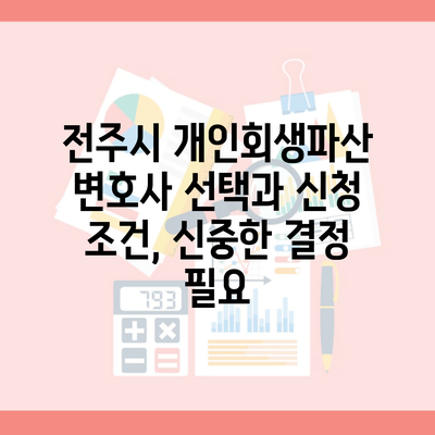 전주시 개인회생파산 변호사 선택과 신청 조건, 신중한 결정 필요