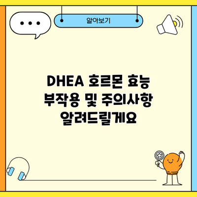 DHEA 호르몬 효능 부작용 및 주의사항 알려드릴게요