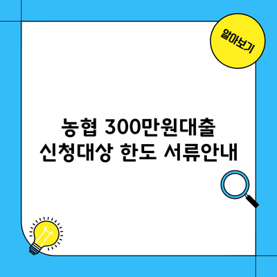 농협 300만원대출 신청대상 한도 서류안내