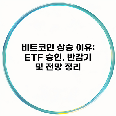 비트코인 상승 이유: ETF 승인, 반감기 및 전망 정리