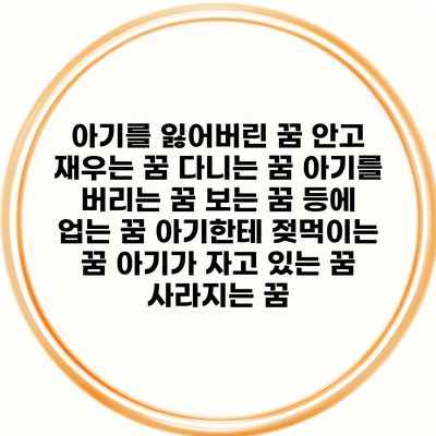 아기를 잃어버린 꿈 안고 재우는 꿈 다니는 꿈 아기를 버리는 꿈 보는 꿈 등에 업는 꿈 아기한테 젖먹이는 꿈 아기가 자고 있는 꿈 사라지는 꿈