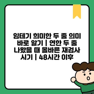 임테기 희미한 두 줄 의미 바로 알기 | 연한 두 줄 나왔을 때 올바른 재검사 시기 | 48시간 이후