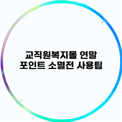 교직원복지몰 연말 포인트 소멸전 사용팁