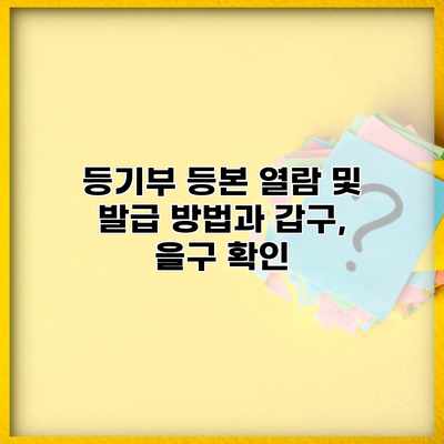 등기부 등본 열람 및 발급 방법과 갑구, 을구 확인