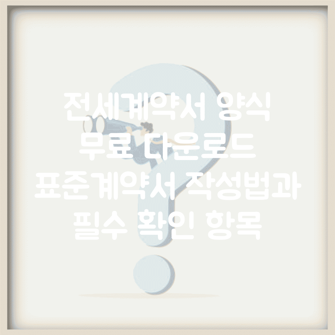 전세계약서 양식 무료 다운로드 | 표준계약서 작성법과 필수 확인 항목