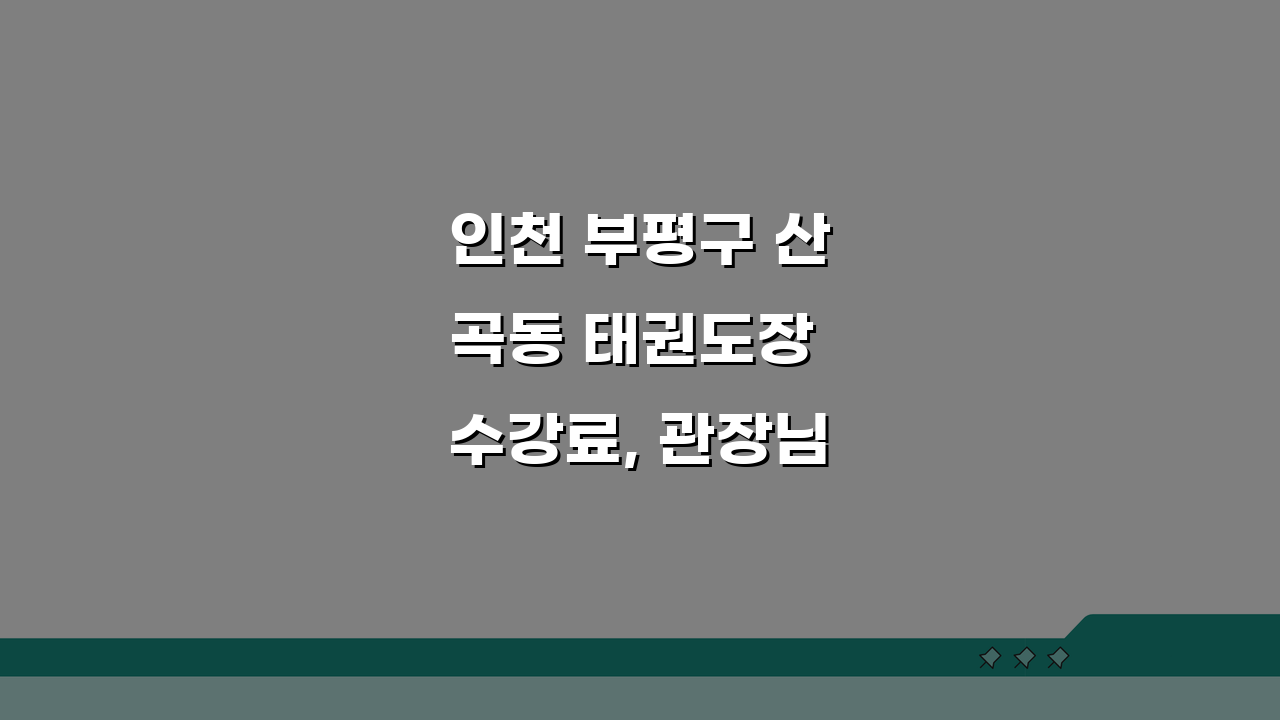 인천 부평구 산곡동 태권도장 수강료, 관장님 경력, 수련 시간 & 대회 성적 궁금증 해결