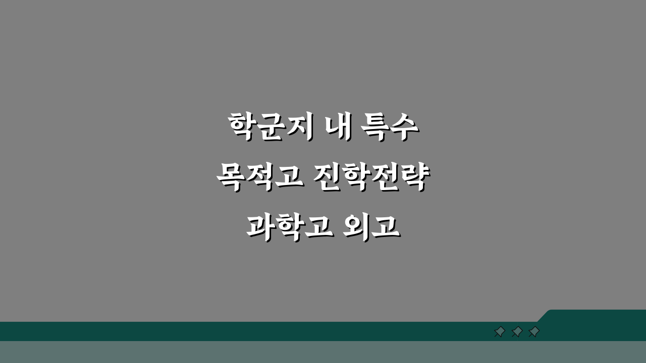 학군지 내 특수목적고 진학전략 과학고 외고 국제고 준비과정 A to Z