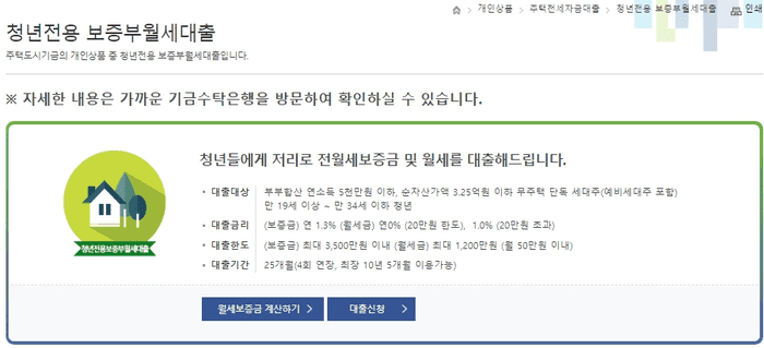 청년전용 보증부월세대출 안내