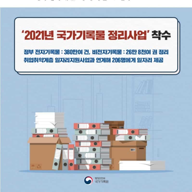 공공 기록물을 정리하고 분류하는 작업